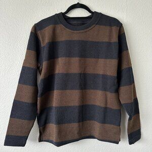 DEHEN 1920  SW0058 Striped Naval Crew Knit Black x Brown